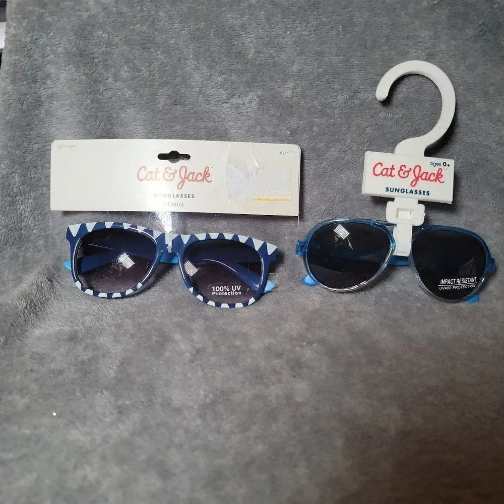 Cat & Jack Kids Black Blue Geometric 100% UV Protection Square Sunglasses Set